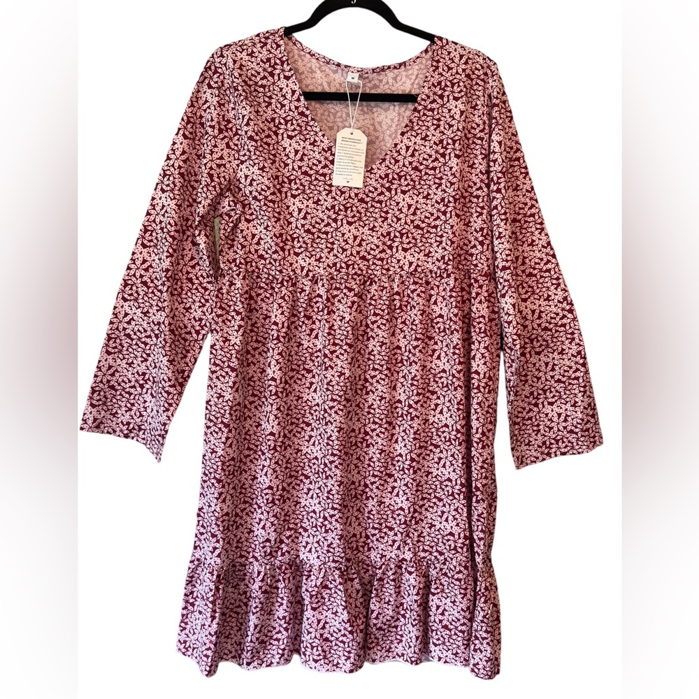 Long sleeve floral baby doll dress